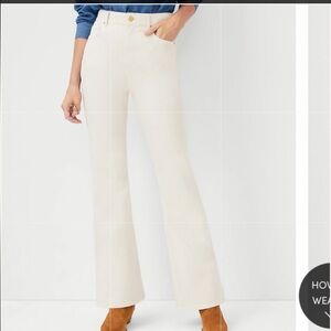 Ann Taylor women’s high rise boot cut jeans in Ecru